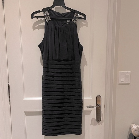 BA Nites Other - BA Nites Black Mini Dress with Studded Straps, front and back👵MT